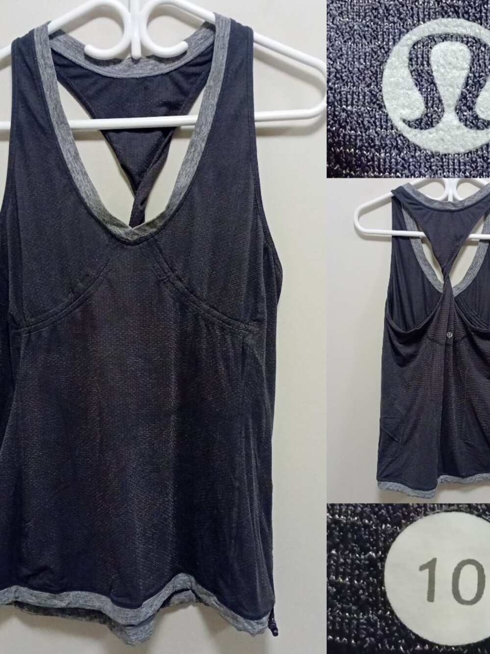 Lululemon Personal Best Singlet Tank Woman's Heathered Gray Top Shirt 10 Large